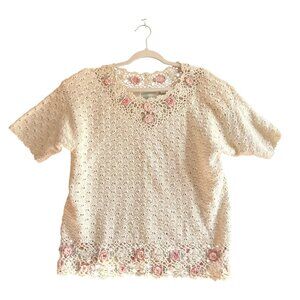 Vintage Colleen's Collectables Knit Hand Crochet Sweater Women  Medium